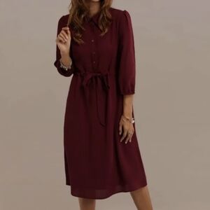 Petallush Burgundy Midi Dress